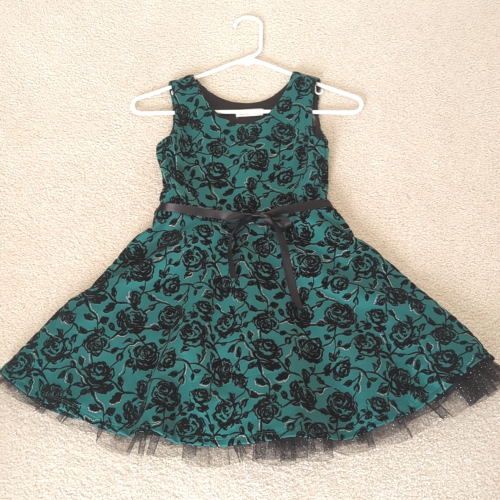 Beautees green and black skater dress